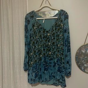 Free People paisley teal tunic dress